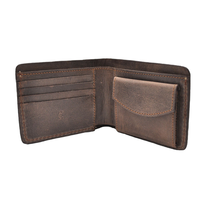 E.C. Men's Leather Crazy Brown Bifold Wallet