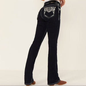 Grace in LA Western Embroidered Bootcut Jeans