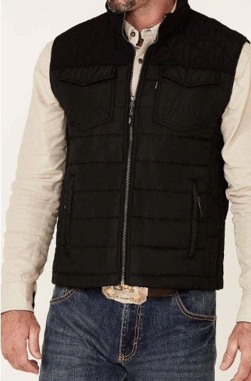 Hooey Men's Packable Black Full Zip Vest