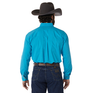 Wrangler Men's George Strait Long Sleeve Shirt Cerulean