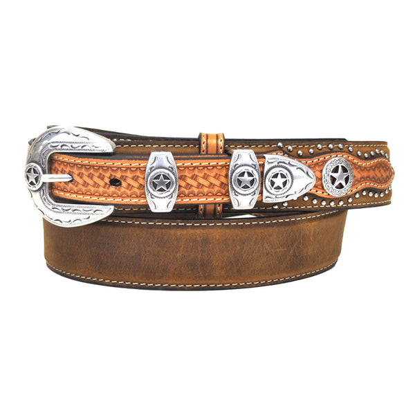 Nocona Men's Western Ranger Leather Belt w/ Star Buckle-Tan