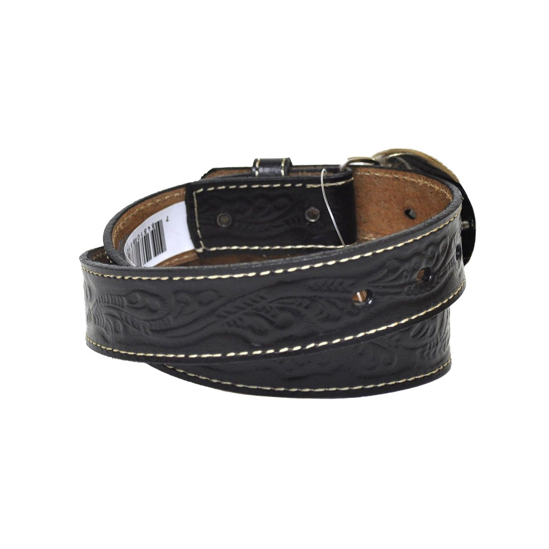 Nocona Kid's Western Bullrider Tooled Leather Belt-Black