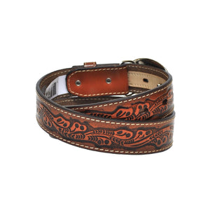 Nocona Kid's Western Bullrider Tooled Leather Belt-Brown