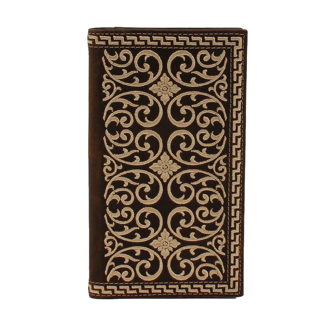 Nocona Cream Embroidered Brown Rodeo Wallet