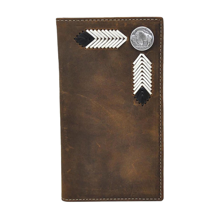 Nocona Buffalo Nickel Concho Lacing Brown Rodeo Wallet