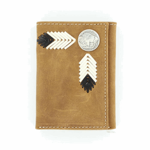 Nocona Tri-Fold Genuine Leather Western Men's Wallet w/ Concho-N5434244