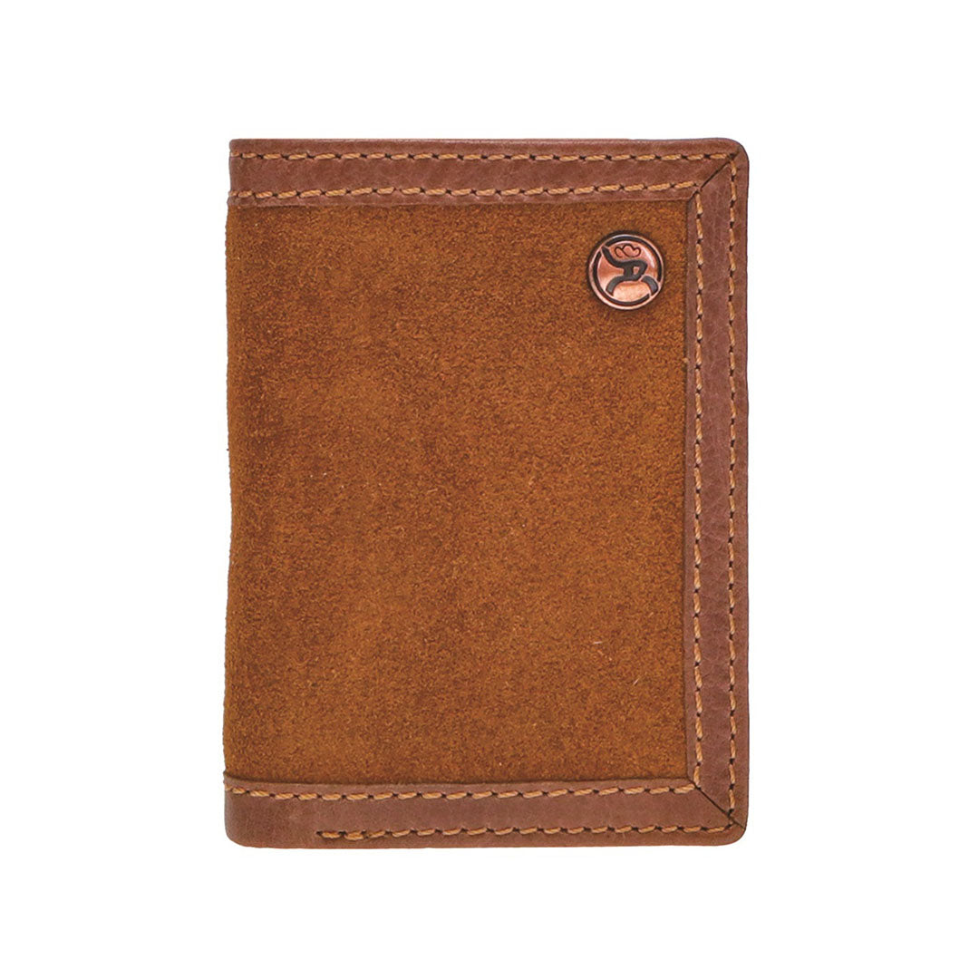 Hooey Roughout Double Welt Edge Brown Trifold Wallet