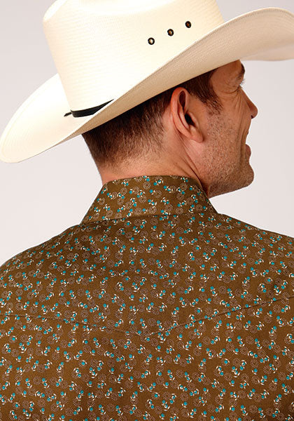 Roper Men's Brown, Turquoise & Cream Floral Shirt