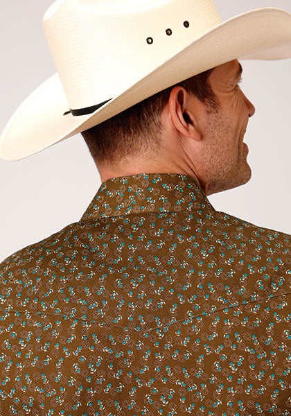 Roper Men's Brown, Turquoise & Cream Floral Shirt - Gavel Western Wear