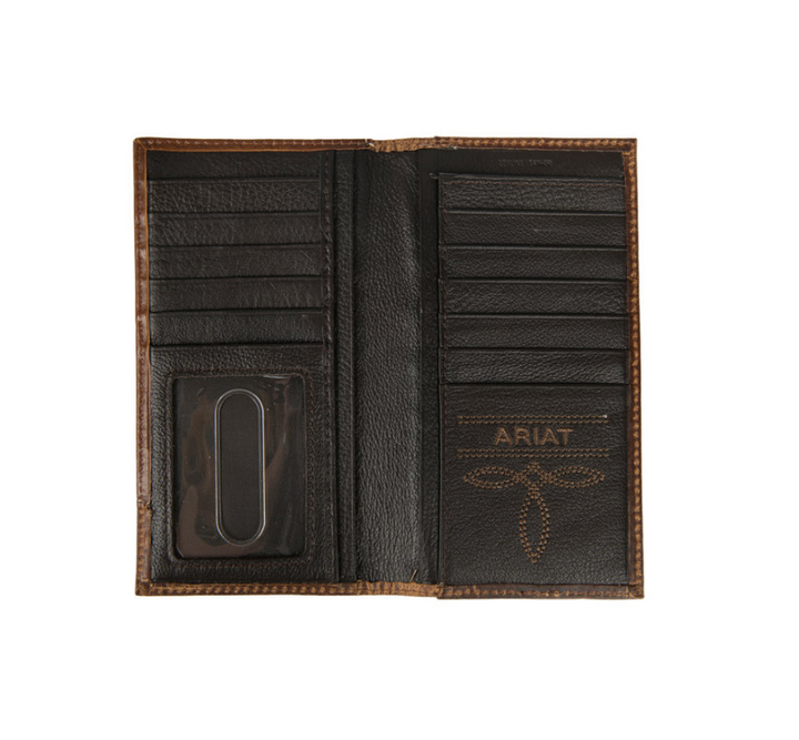 Ariat Embossed Floral Design Brown Leather Rodeo Wallet