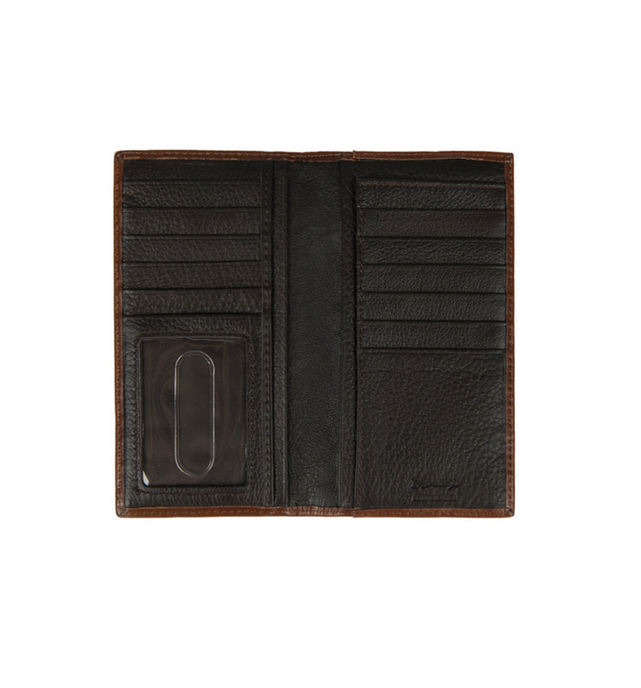 Nocona Tooled Leather Star Concho Brown Rodeo Wallet