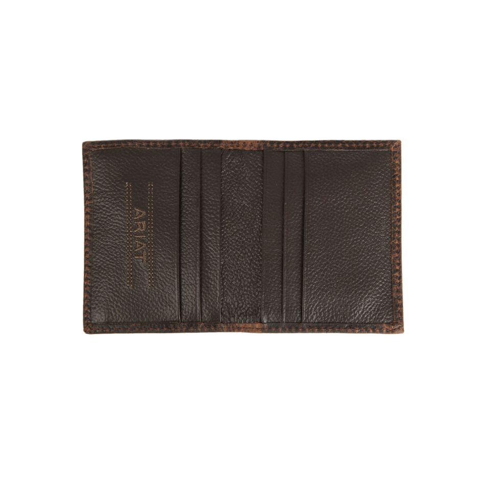 Ariat Performance Work Bi-Fold Money Clip Brown Leather Wallet