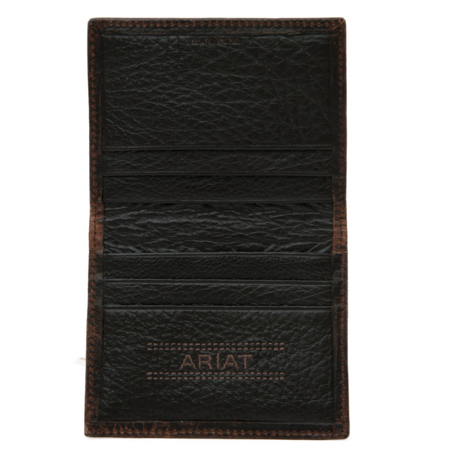 Ariat Performance Work Bi-Fold Money Clip Brown Leather Wallet