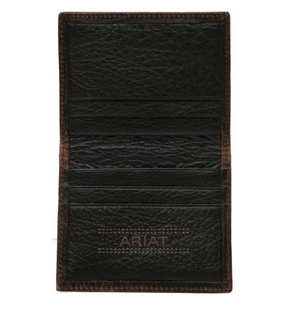 Ariat Performance Work Bi-Fold Money Clip Brown Leather Wallet