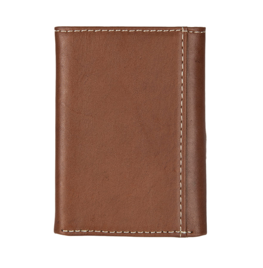 Nocona Tooled Leather Star Concho Brown Trifold Wallet
