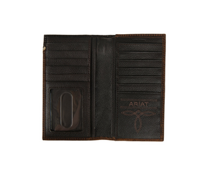 Ariat Logo Concho Embossed Overlay Rodeo Leather Wallet