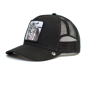 Goorin Bros White Tiger Black Trucker Hat