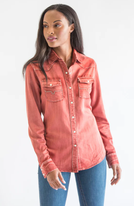 Kimes Ranch Womens Long Sleeve Kaycee Denim Western Snap Shirt