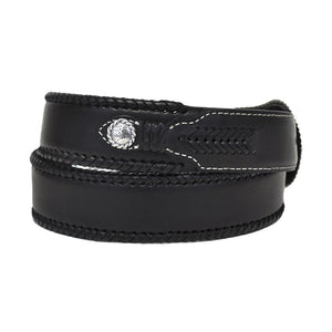 Nocona Men's Western Lace Edge Round Concho Leather Belt-Black