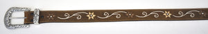 Nocona Ladies Western Embroidered Brown Leather Belt
