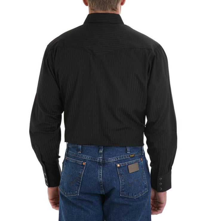 Wrangler Silver Edition Western Snap Long Sleeve Black Shirt