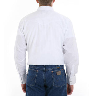 Wrangler Silver Edition Western Snap Long Sleeve White Shirt